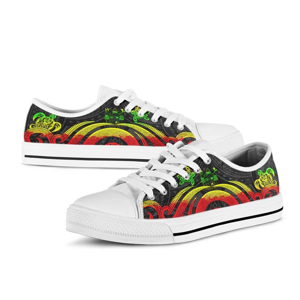 Fiji Low Top Canvas Shoes - Reggae Tentacle Turtle Crest - Polynesian Pride
