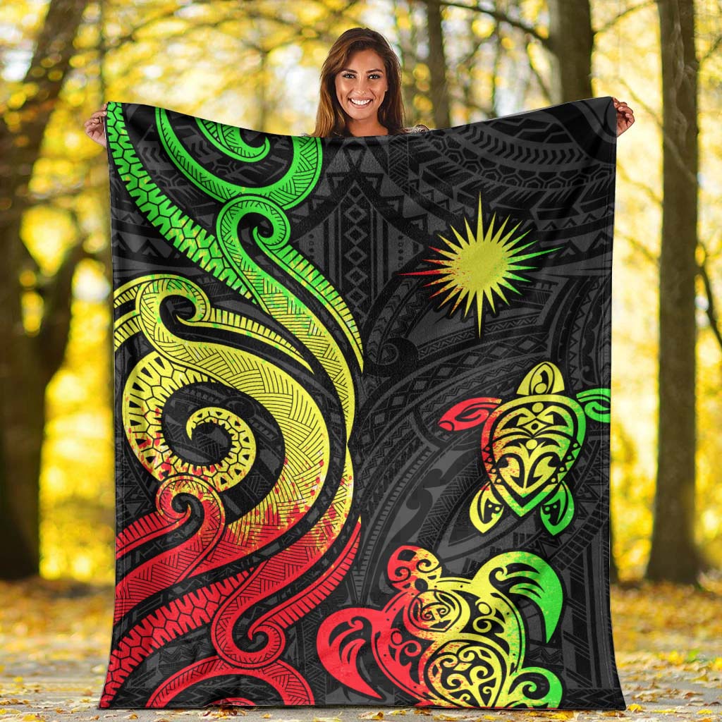 Marshall Islands Premium Blanket - Reggae Tentacle Turtle Crest - Polynesian Pride