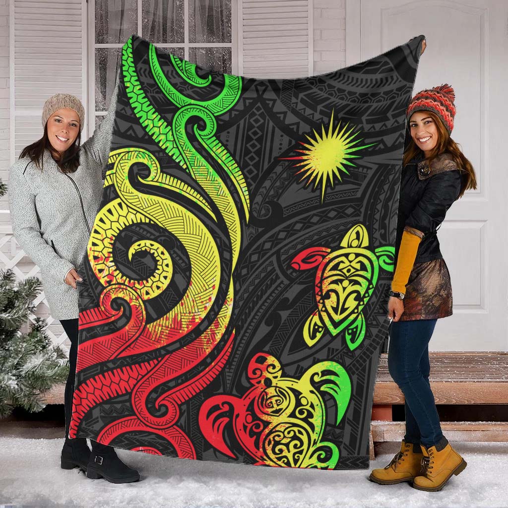 Marshall Islands Premium Blanket - Reggae Tentacle Turtle Crest - Polynesian Pride