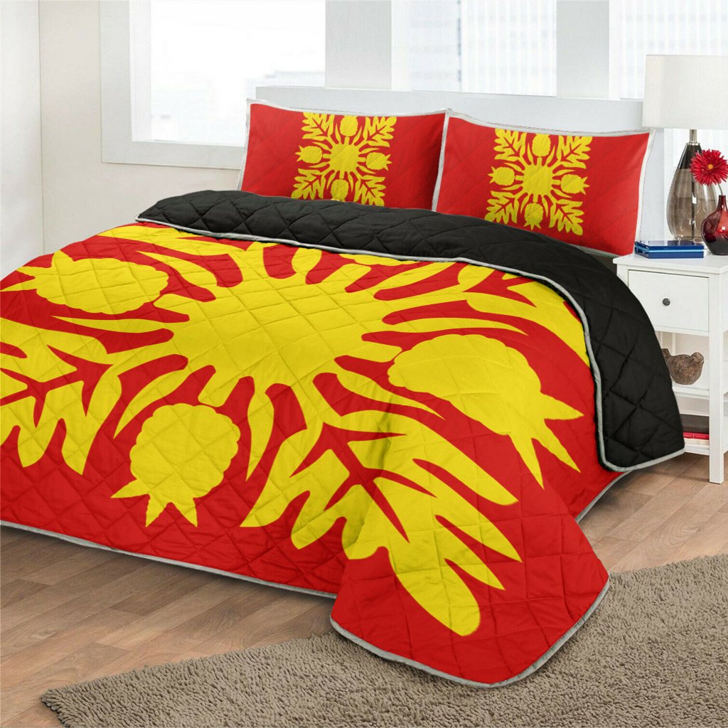 Hawaiian Royal Pattern Quilt Bed Set - Royal - N1 Style - AH - Polynesian Pride