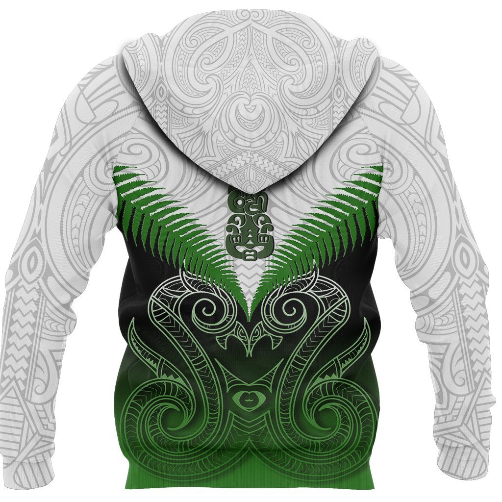 New Zealand Green Rugby Hoodie, Maori Manaia Zip up Hoodie - Polynesian Pride