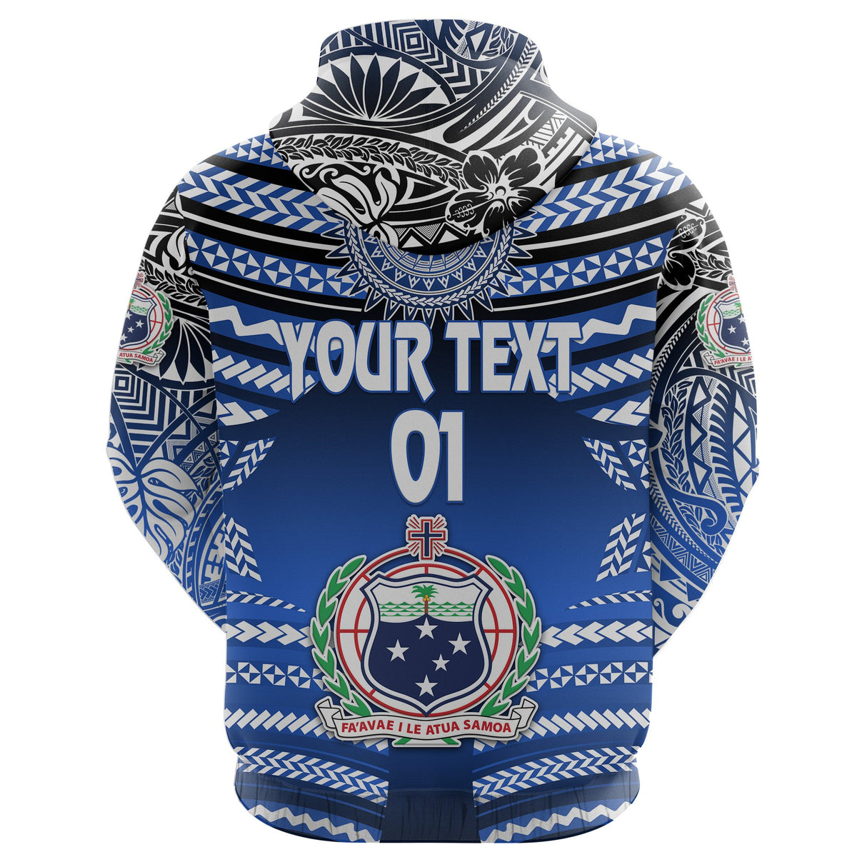 Custom Manu Samoa Rugby Zip Hoodie Creative Style Blue, Custom Text and Number - Polynesian Pride