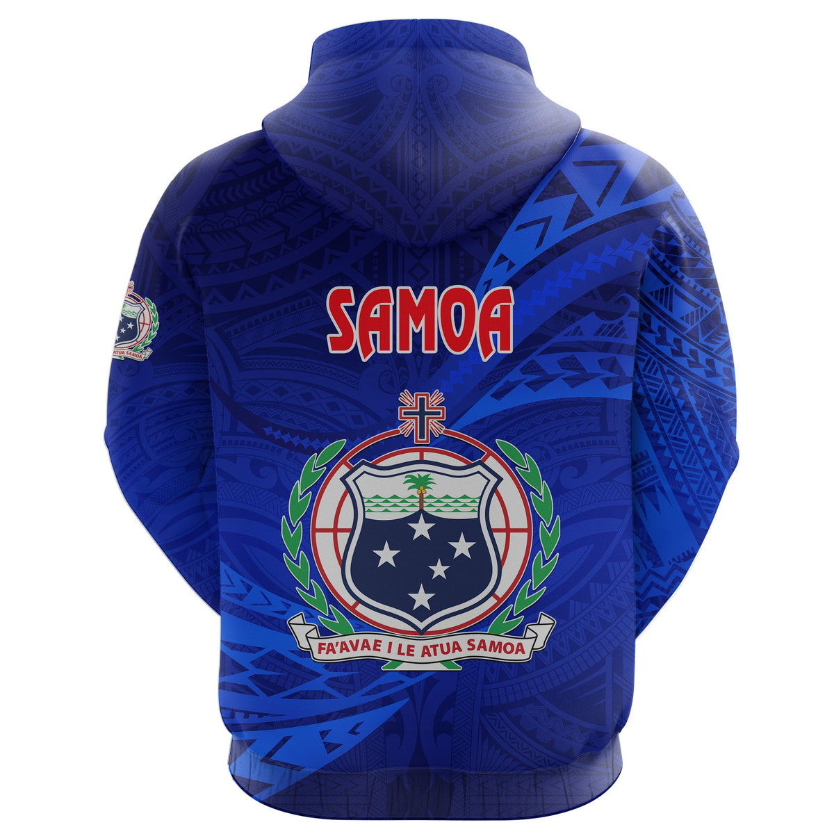 Manu Samoa Rugby Zip Hoodie Unique Version Full Blue - Polynesian Pride