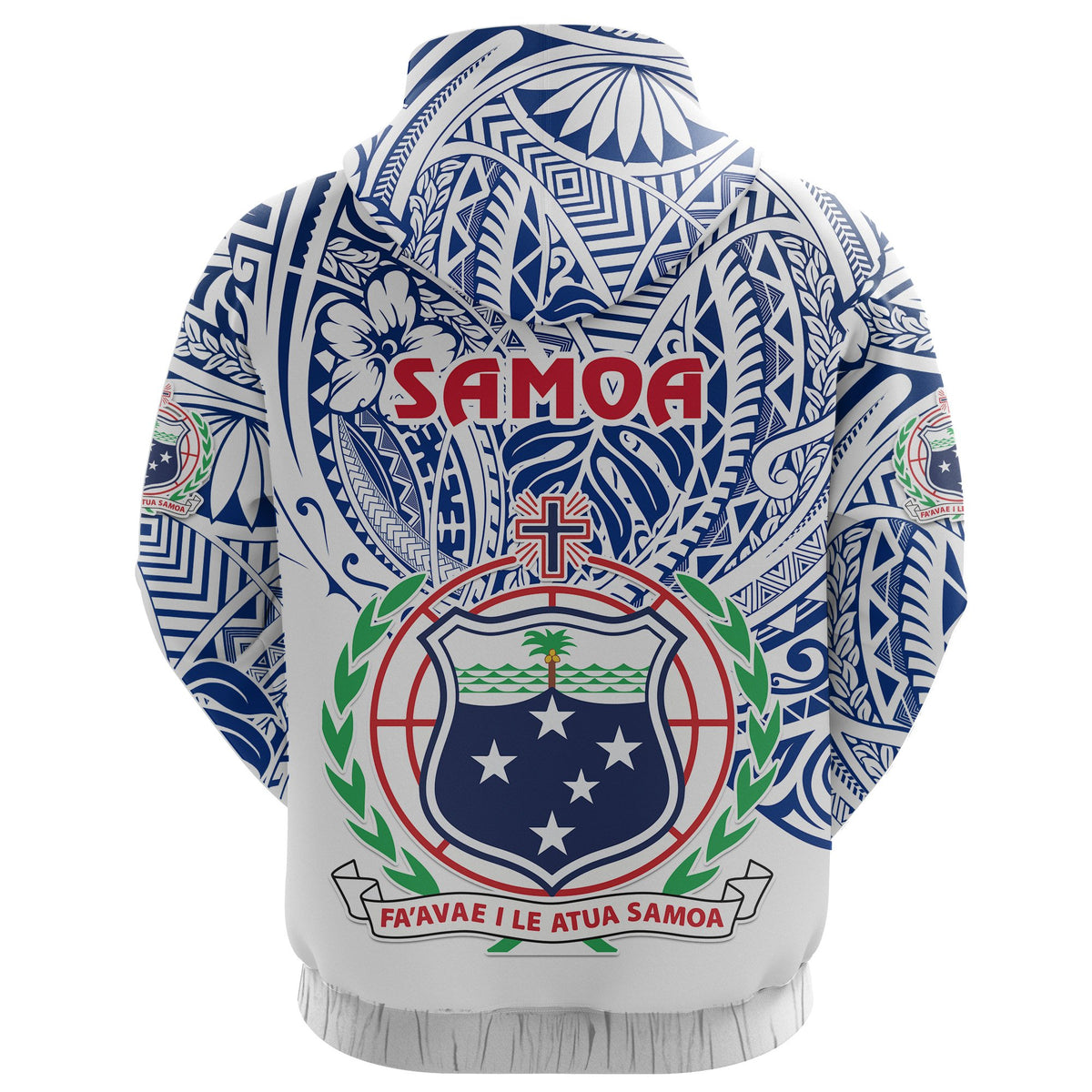 Manu Samoa Rugby Zip Hoodie Simple Style White - Polynesian Pride