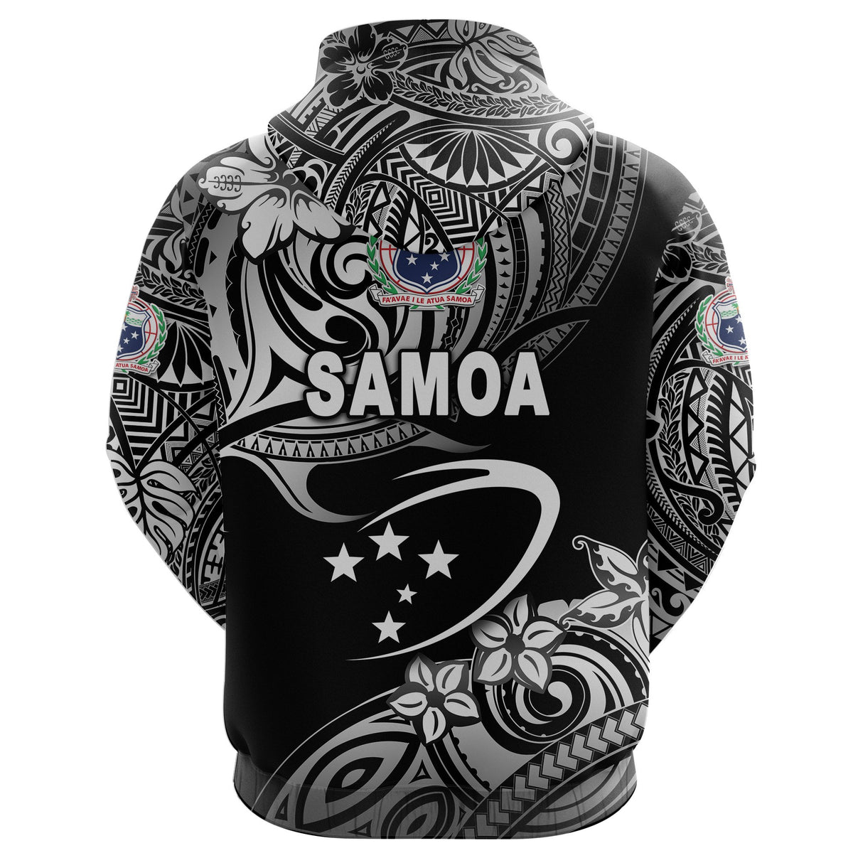 Custom Manu Samoa Rugby Zip Hoodie Unique Vibes Black - Polynesian Pride