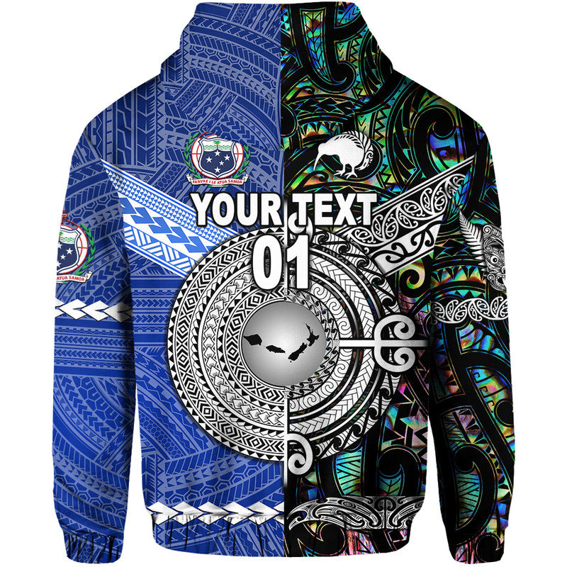 Custom Samoa and New Zealand Hoodie Together Paua Shell LT8 - Polynesian Pride