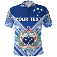 Custom Manu Samoa Rugby Polo Shirt Creative Style Full Blue - Polynesian Pride