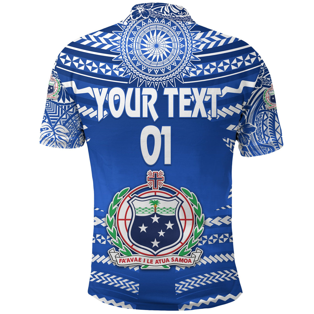 Custom Manu Samoa Rugby Polo Shirt Creative Style Full Blue, Custom Text and Number - Polynesian Pride