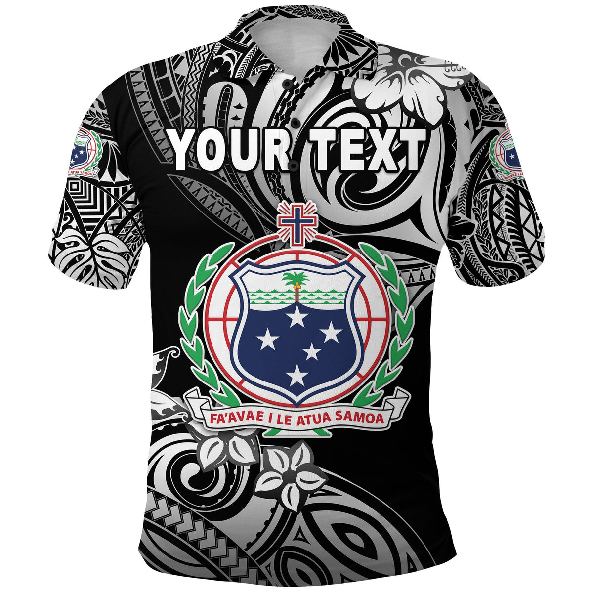 Custom Manu Samoa Rugby Polo Shirt Unique Vibes Coat Of Arms Black - Polynesian Pride