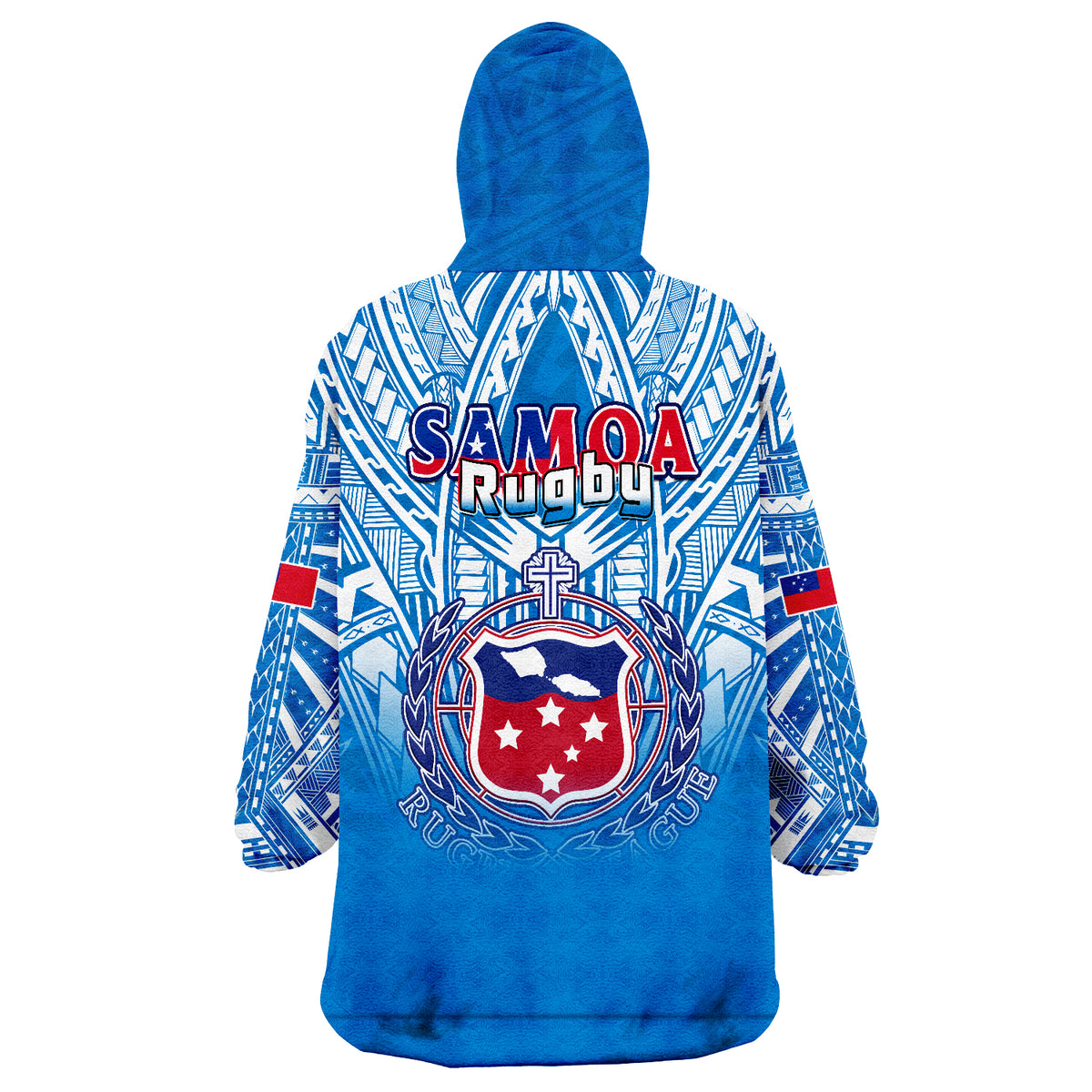 Samoa Rugby Toa Samoa Polynesian Pacific Blue Version Wearable Blanket Hoodie LT14 - Polynesian Pride