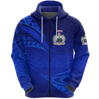 Manu Samoa Rugby Zip Hoodie Unique Version Full Blue - Polynesian Pride