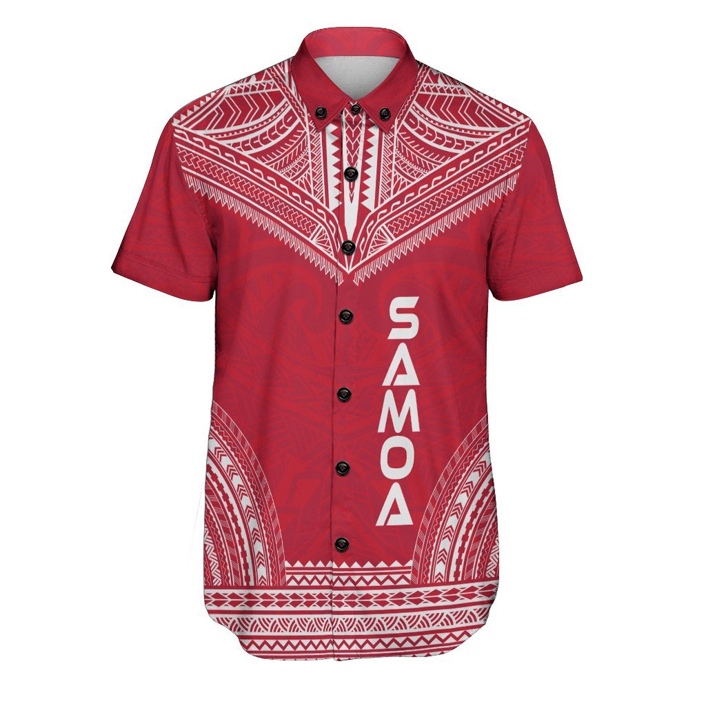 Samoa Polynesian Chief Shirt - Flag Version Men Red - Polynesian Pride