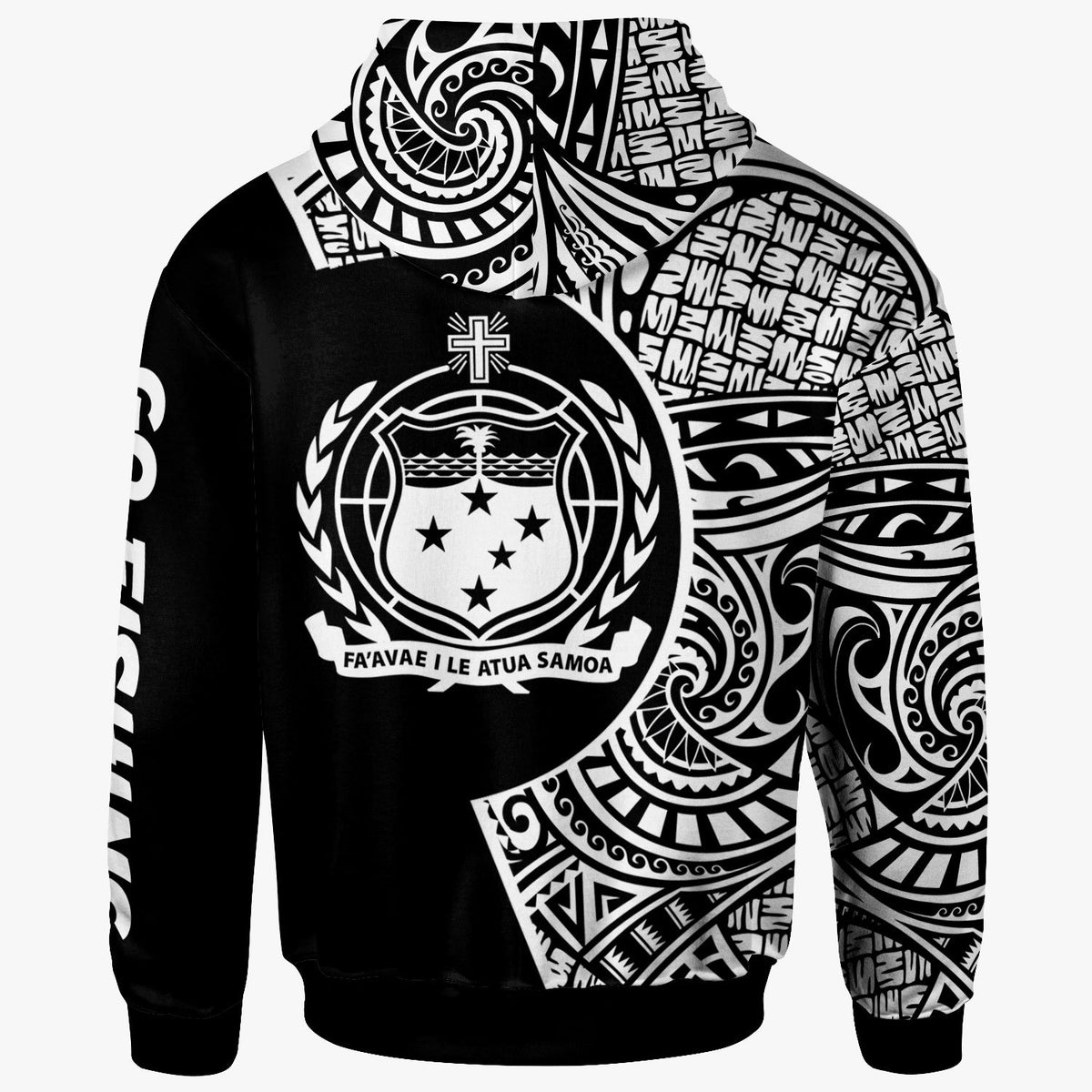Samoa Zip Hoodie Hook Tattoo Black Color - Polynesian Pride