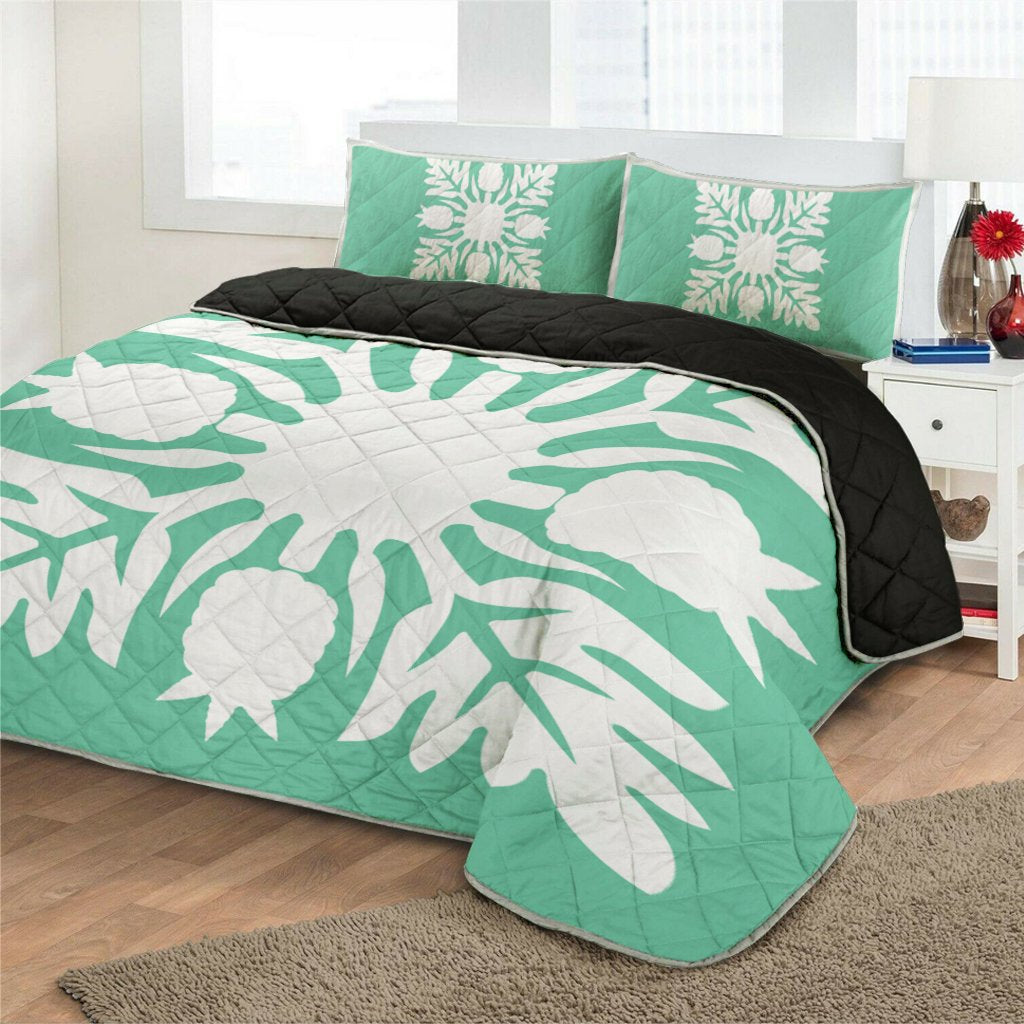 Hawaiian Royal Pattern Quilt Bed Set - Seafoarm - N1 Style - AH - Polynesian Pride
