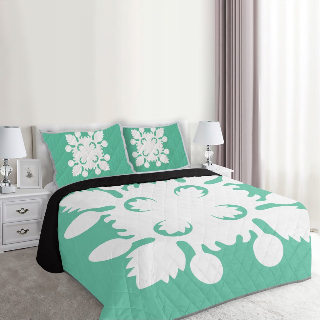 Hawaiian Royal Pattern Quilt Bed Set - Seafoarm - D2 Style - AH - Polynesian Pride