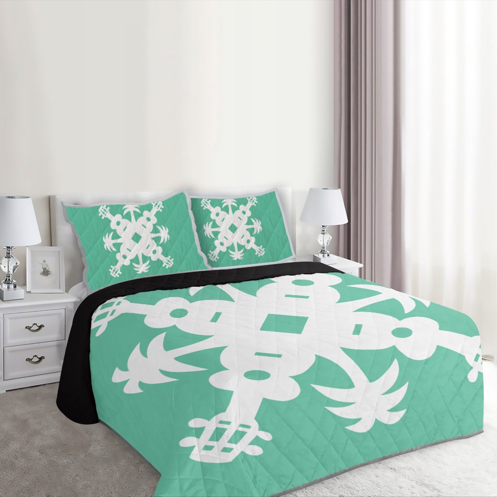 Hawaiian Royal Pattern Quilt Bed Set - Seafoarm - L2 Style - AH - Polynesian Pride