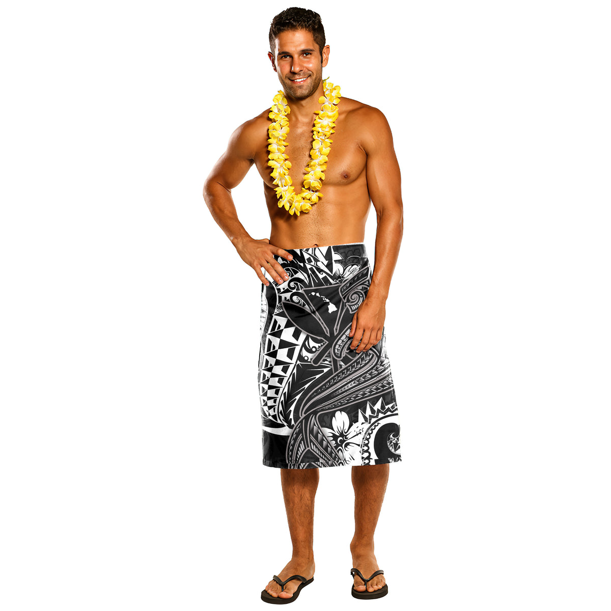 Hawaii Polynesian Lavalava - Hawaii Shark White One Size White - Polynesian Pride