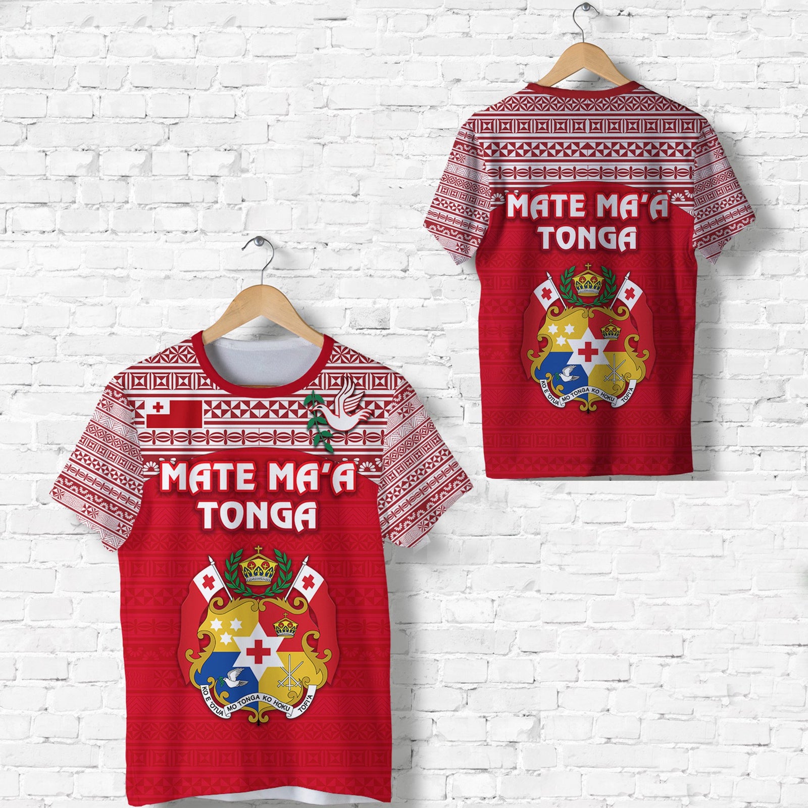 Kolisi Tonga T Shirt Mate Maa Tonga Simple Version Coat Of Arms Unisex Red - Polynesian Pride