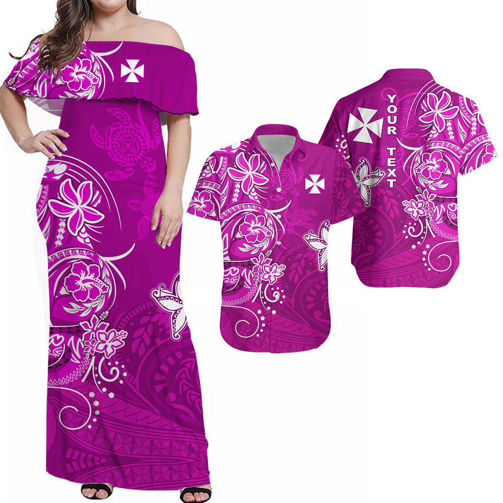 Custom Wallis et Futuna Matching Dress and Hawaiian Shirt Polynesia Pink Sea Turtle and Flowers LT13 Pink - Polynesian Pride