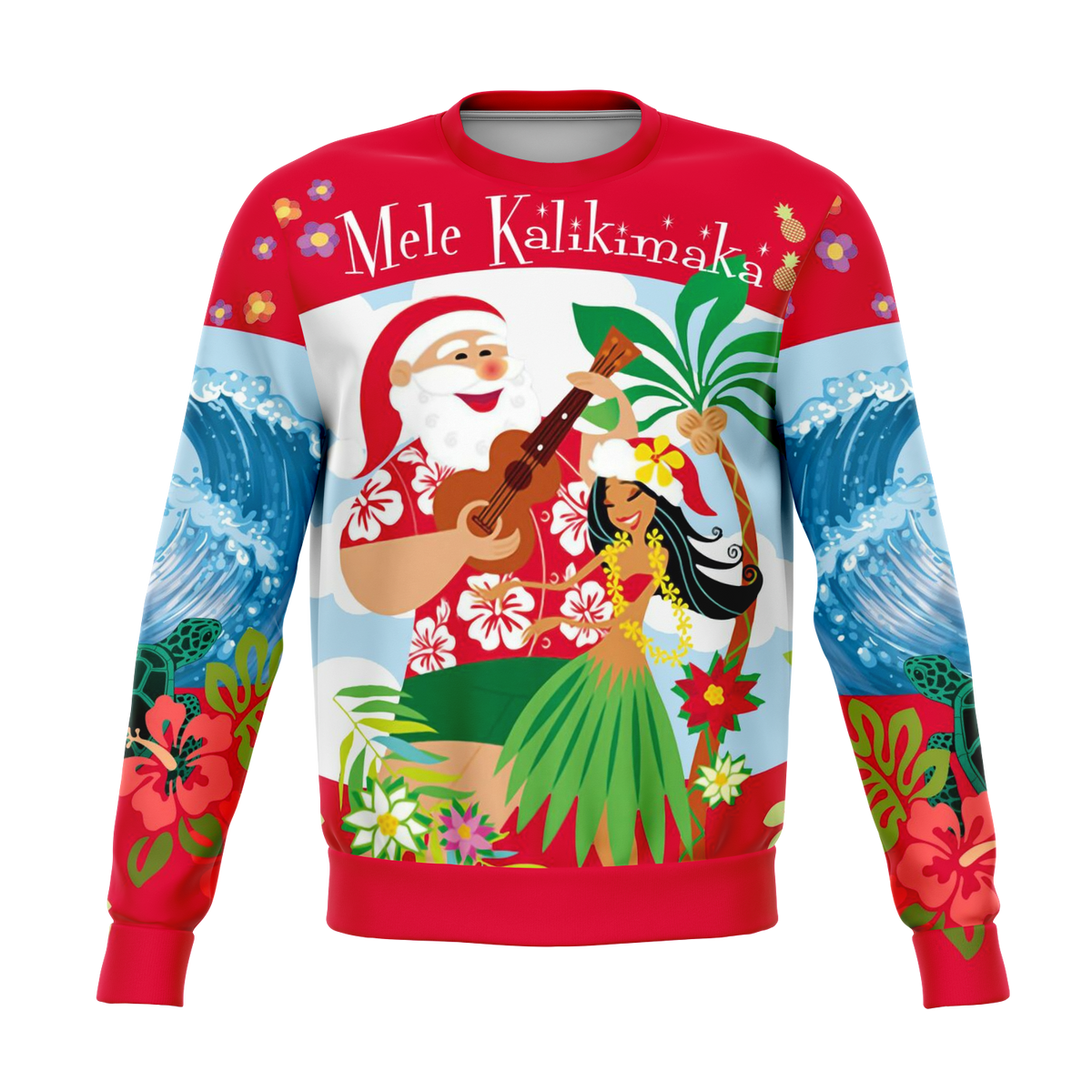 Hawaii Christmas Sweatshirt - Mele Kalikimaka Santa Claus Unisex Red - Polynesian Pride