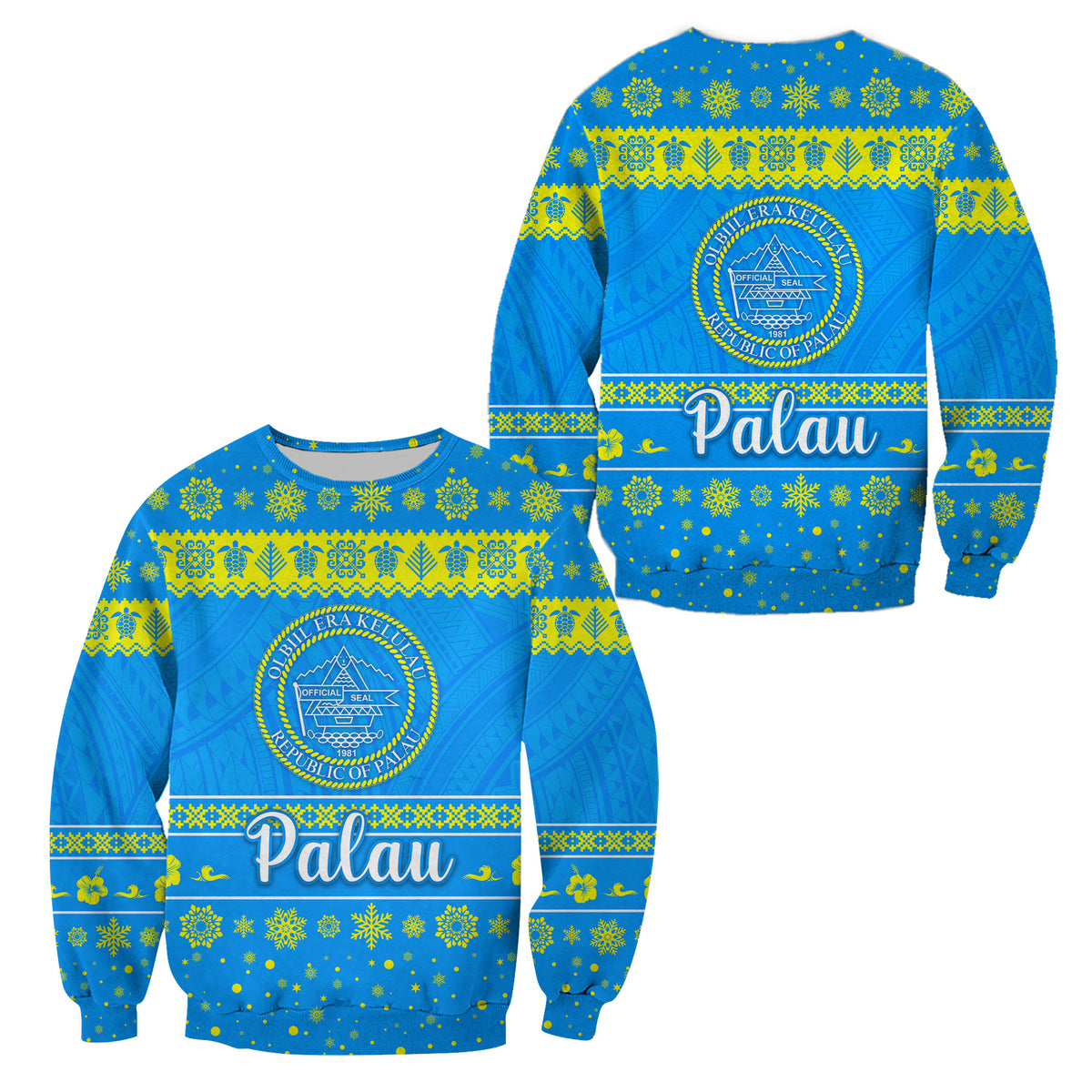 Palau Christmas Sweatshirt Simple Style LT8 Unisex Blue - Polynesian Pride