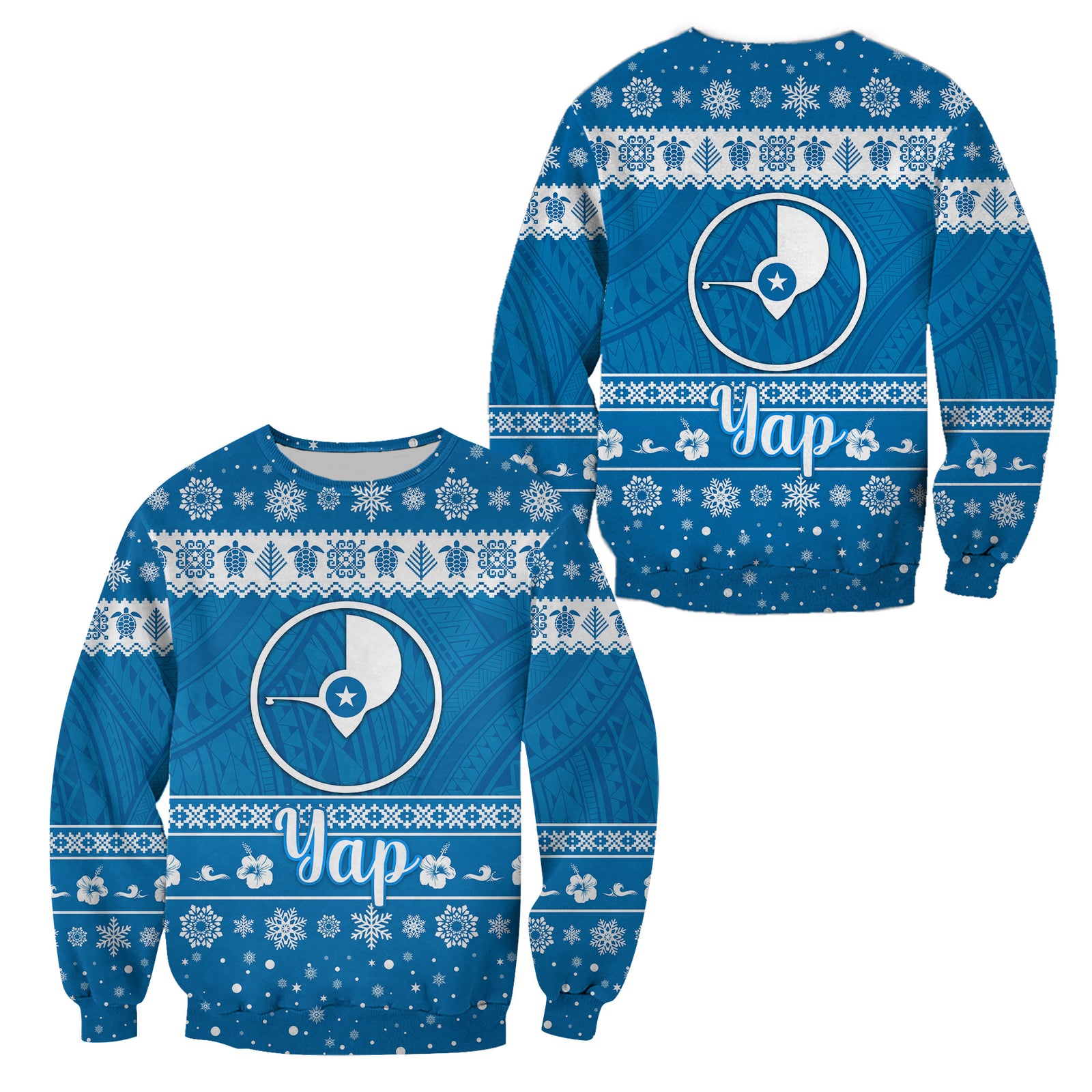 FSM Yap Christmas Sweatshirt Simple Style LT8 Unisex Blue - Polynesian Pride