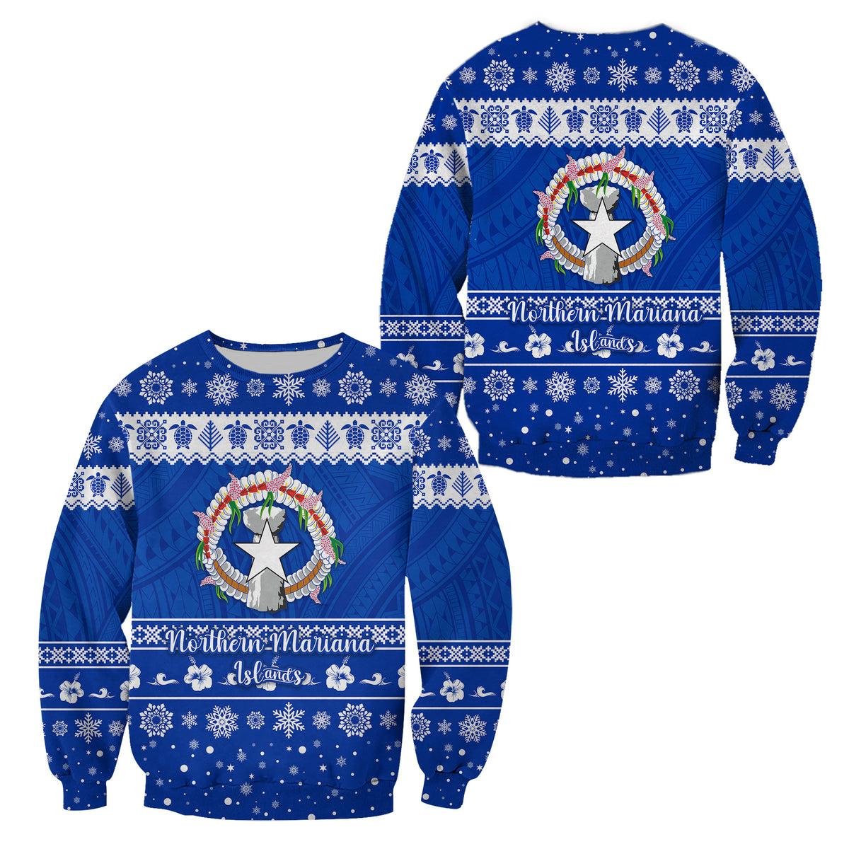 Northern Mariana Islands Christmas Sweatshirt Simple Style LT8 Unisex Blue - Polynesian Pride