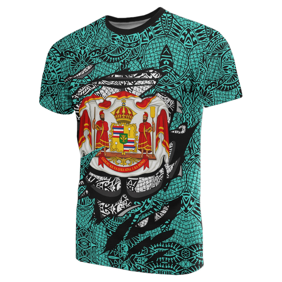 Hawaii Royal King Tatau Turquoise Polynesian T Shirt - Polynesian Pride