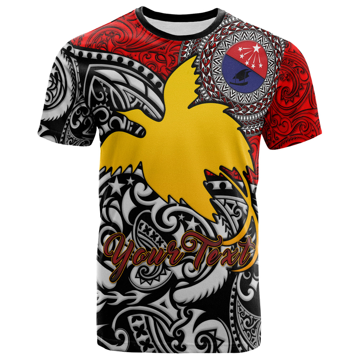 Papua New Guinea T shirt Custom Central Of Papua New Guinea With Polynesian Patterns T shirt - Polynesian Pride