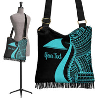 Tokelau Custom Personalised Boho Handbag - Turquoise Polynesian Tentacle Tribal Pattern - Polynesian Pride