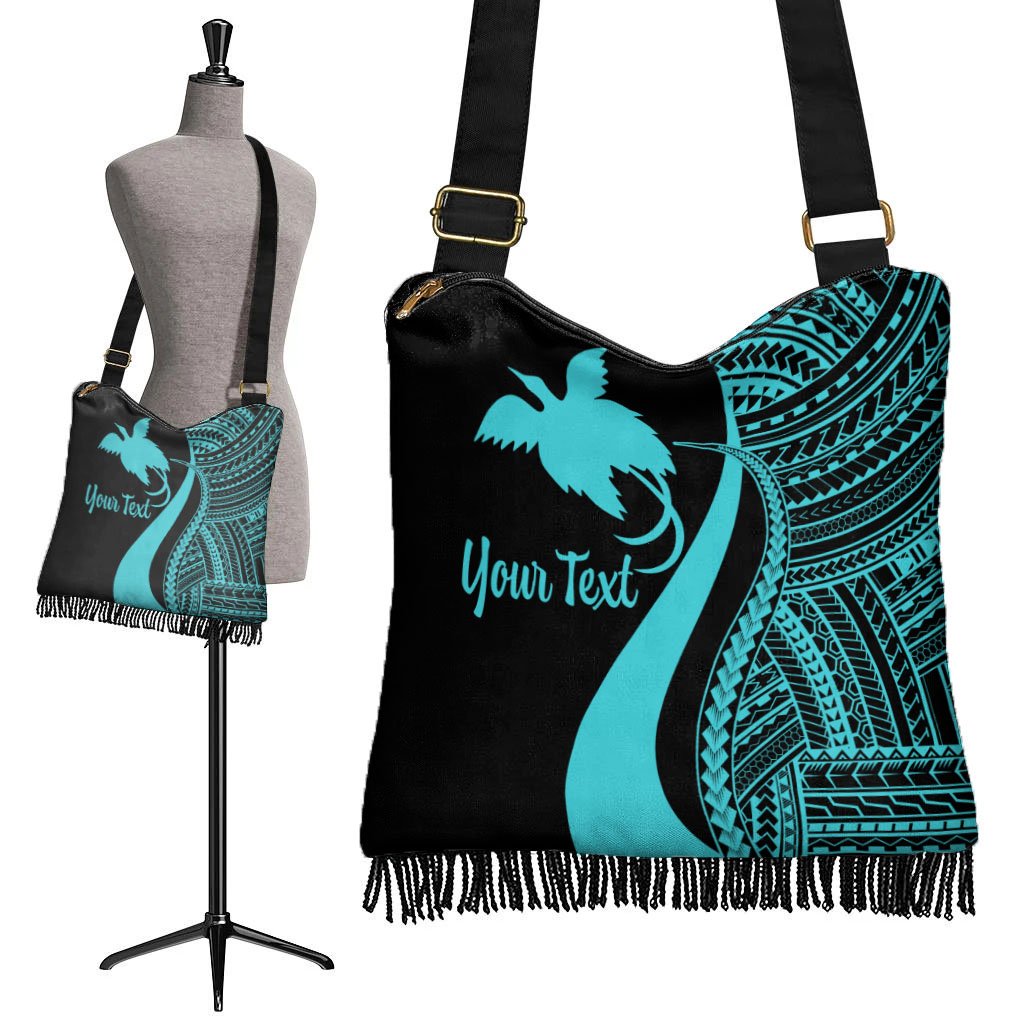 Papua New Guinea Custom Personalised Boho Handbag - Turquoise Polynesian Tentacle Tribal Pattern - Polynesian Pride
