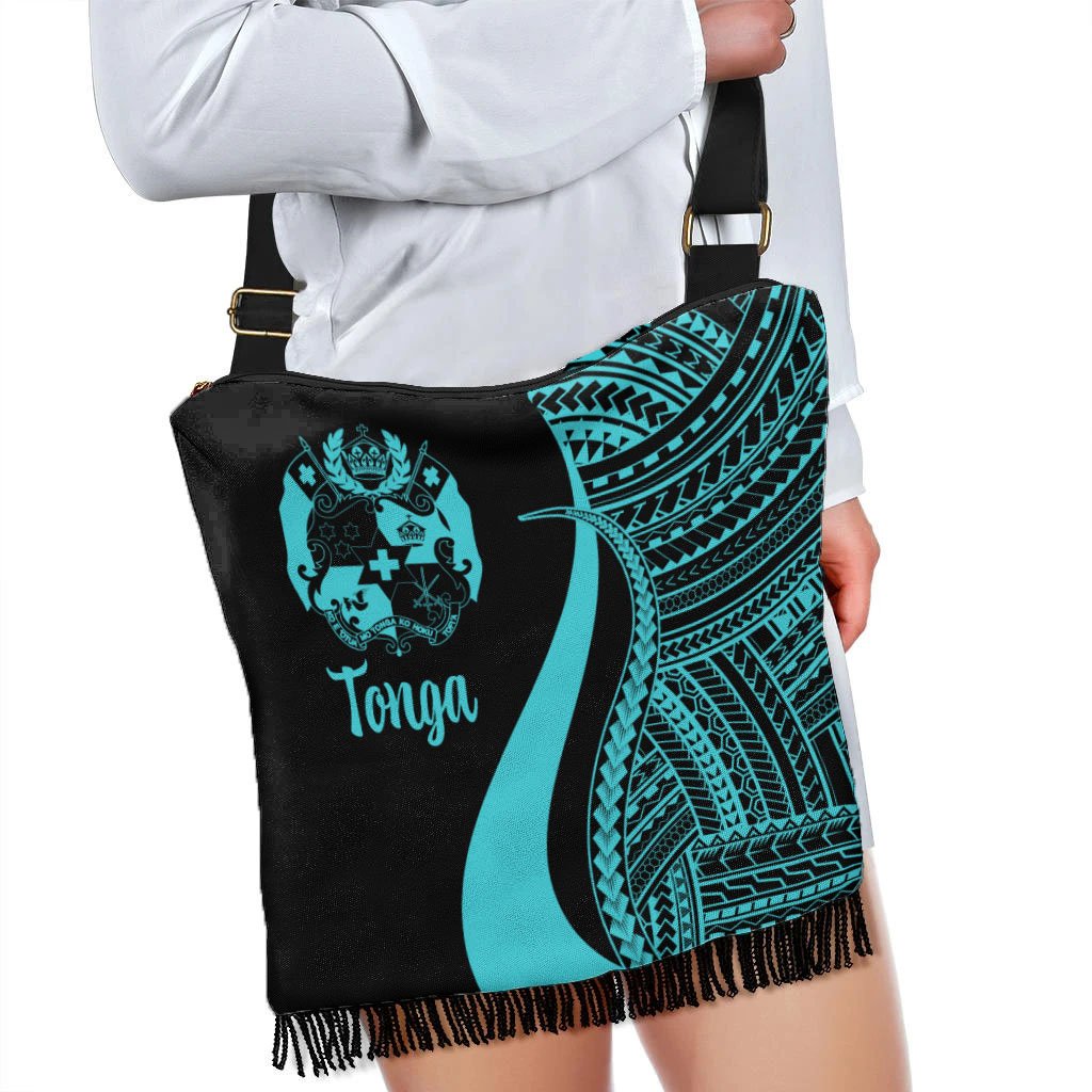 Tonga Boho Handbag - Turquoise Polynesian Tentacle Tribal Pattern - Polynesian Pride