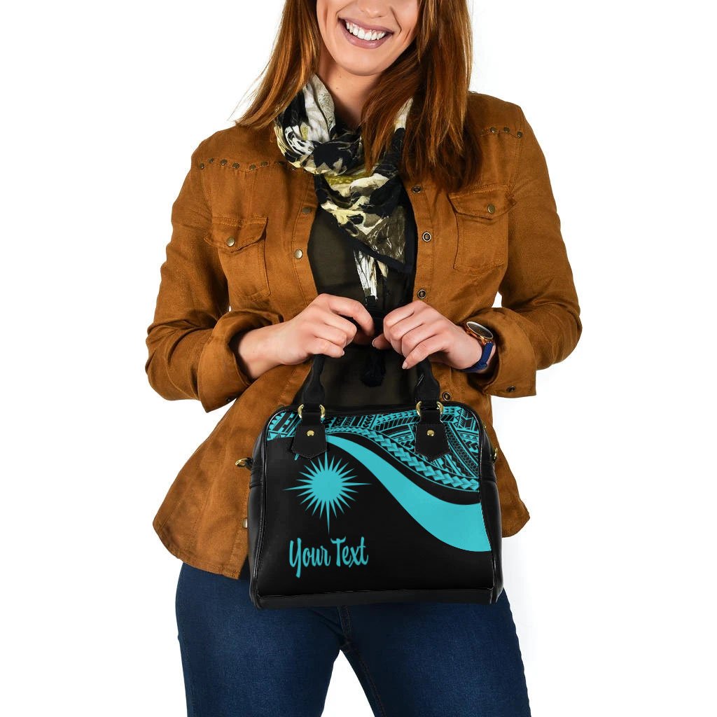 Marshall Islands Custom Personalised Shoulder Handbag - Turquoise Polynesian Tentacle Tribal Pattern - Polynesian Pride
