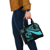 Tonga Custom Personalised Shoulder Handbag - Turquoise Polynesian Tentacle Tribal Pattern - Polynesian Pride