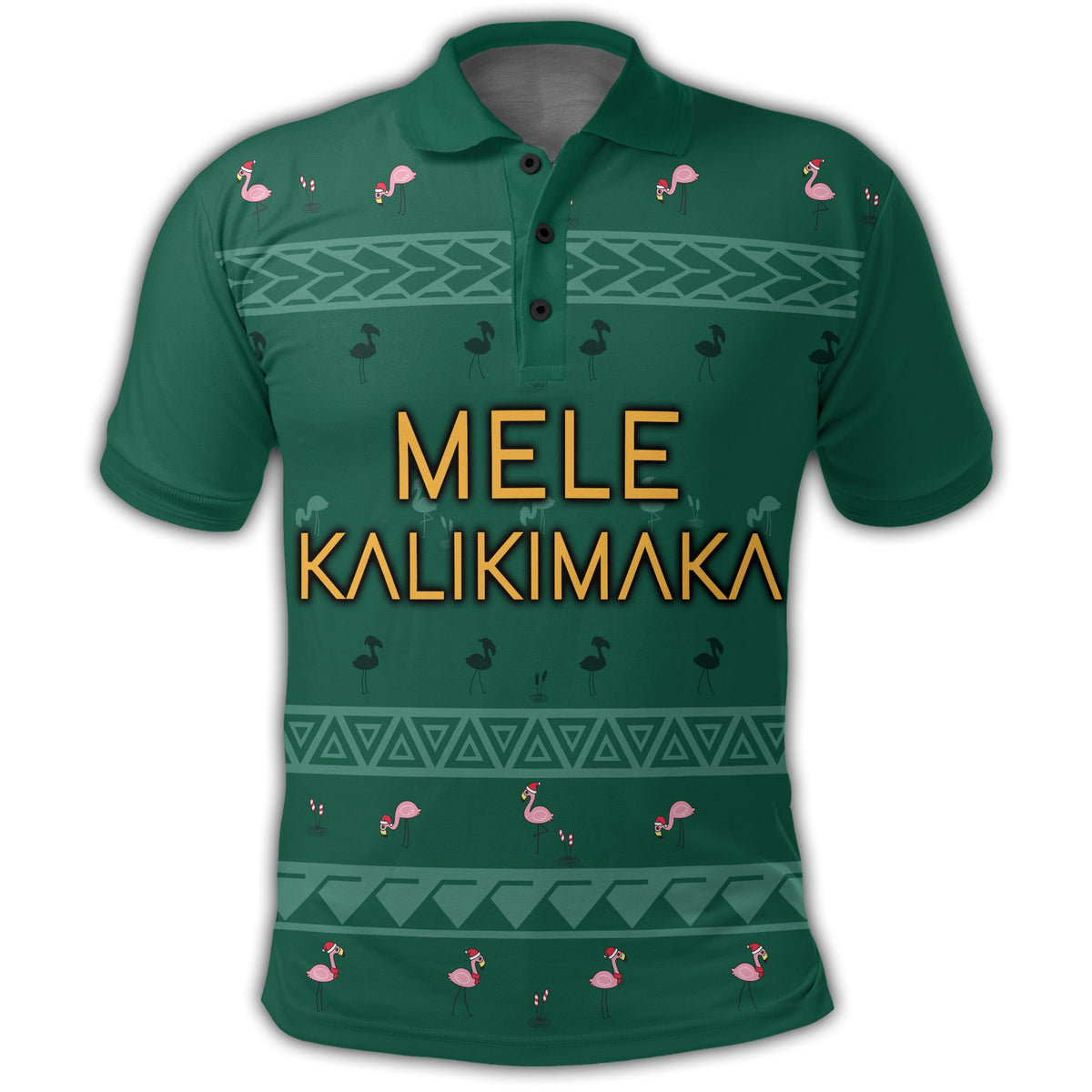 Hawaiian Map Polynesian Mele Kalikimaka Flamingo Christmas Polo Shirt - Polynesian Pride