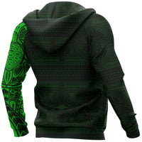 Hoodie Polynesian Tribal Lizard Tattoo Green - Polynesian Pride