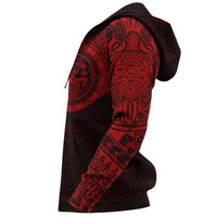 Hoodie Polynesian Tribal Lizard Tattoo Red - Polynesian Pride