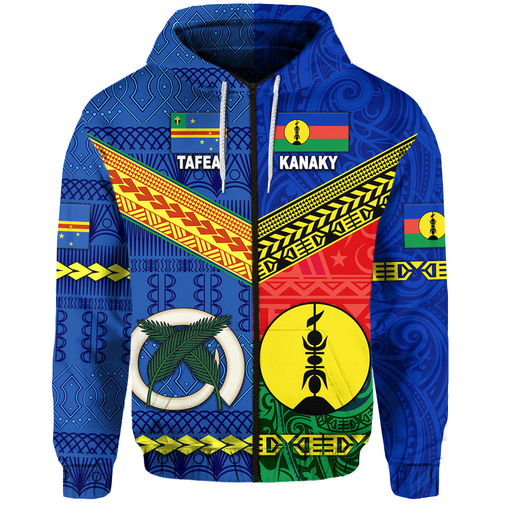Vanuatu Tafea Province and Kanaky New Caledonia Zip Hoodie Together LT8 - Polynesian Pride