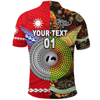 Custom Taiwanese Polynesian and Australian Aboriginal Polo Shirt Together Red Vibes LT8 - Polynesian Pride