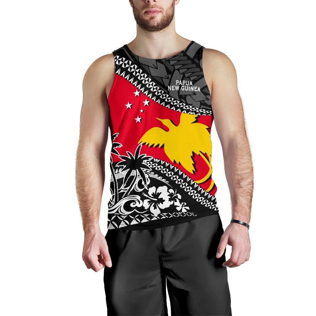 Papua New Guinea Men Tank Top Fall In The Wave K9 Red - Polynesian Pride