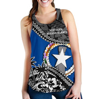 Northern Mariana Islands Women Racerback Tank Fall In The Wave K9 Blue - Polynesian Pride
