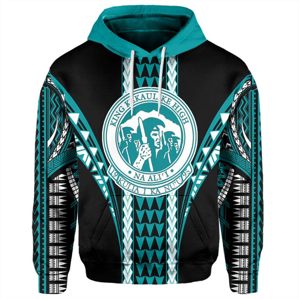 Hawaii Hoodie King Kekaulike High Football Jersey Hoodie Unisex Black - Polynesian Pride