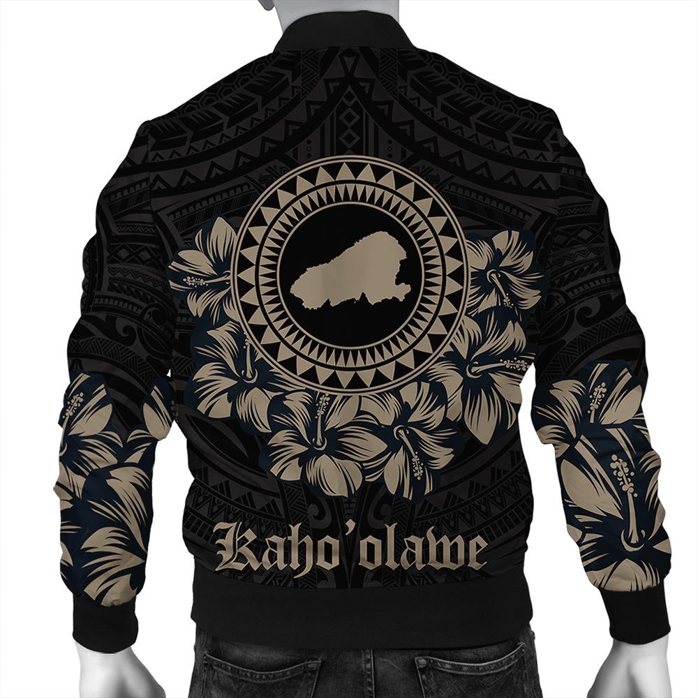 Kahoolawe Map Hibiscus Polynesian Bomber Jacket - Lithe Style - AH - Polynesian Pride