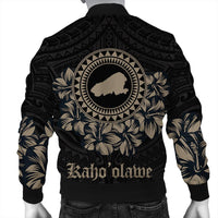 Kahoolawe Map Hibiscus Polynesian Bomber Jacket - Lithe Style - AH - Polynesian Pride
