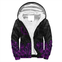 Kauai Map Hibiscus Polynesian Sherpa Hoodie - Lithe Style - AH Purple - Polynesian Pride