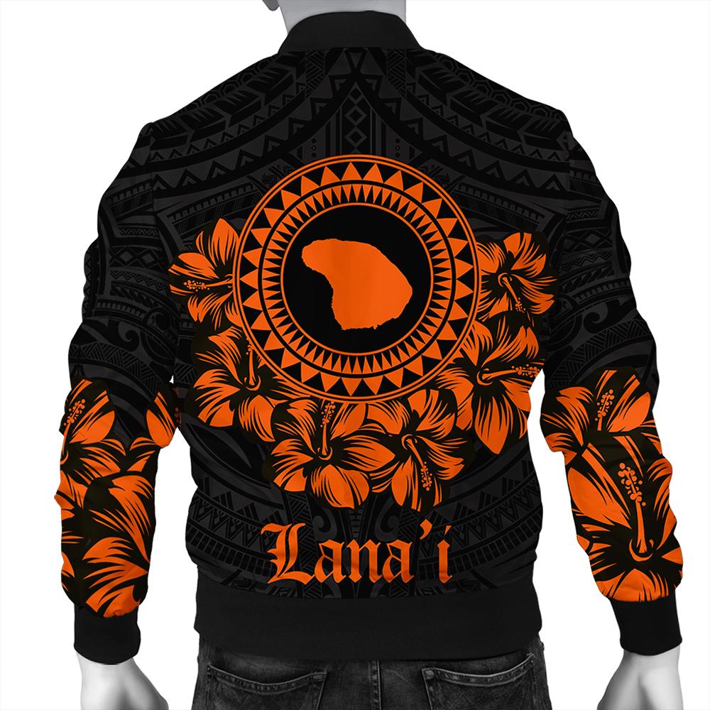 Lanai Map Hibiscus Polynesian Bomber Jacket - Lithe Style - AH - Polynesian Pride