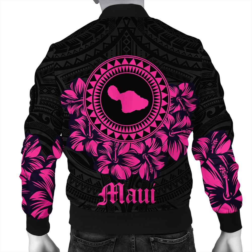 Maui Map Hibiscus Polynesian Bomber Jacket - Lithe Style - AH - Polynesian Pride