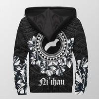 Niihau Map Hibiscus Polynesian Sherpa Hoodie - Lithe Style - AH - Polynesian Pride