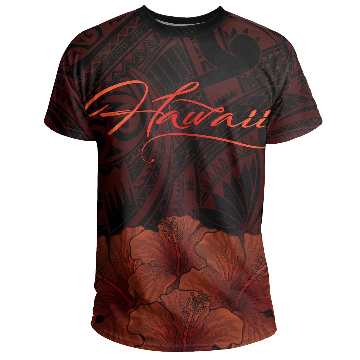 Hawaii Hibiscus Coat of Arm Polynesian T Shirt Orange - Polynesian Pride