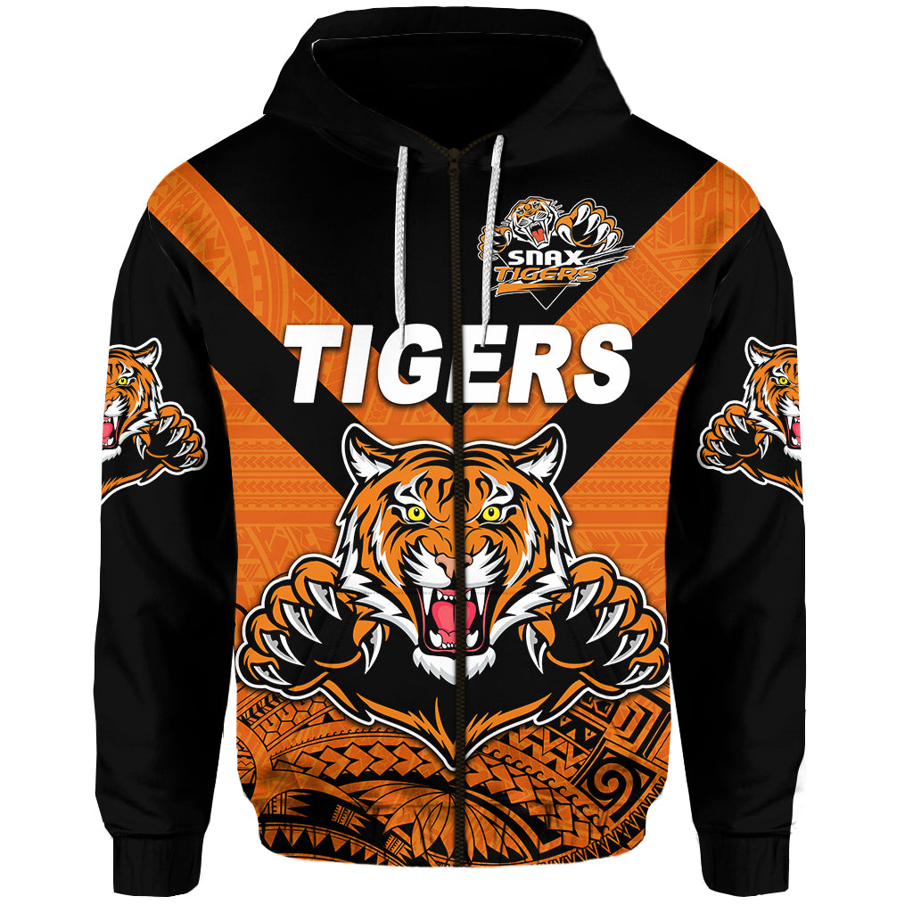 Papua New Guinea Lae Snax Tigers Zip Hoodie Rugby Original Style Orange LT8 - Polynesian Pride